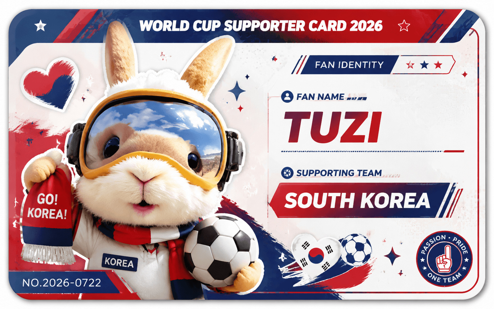 Green and red unofficial Fan ID Card example