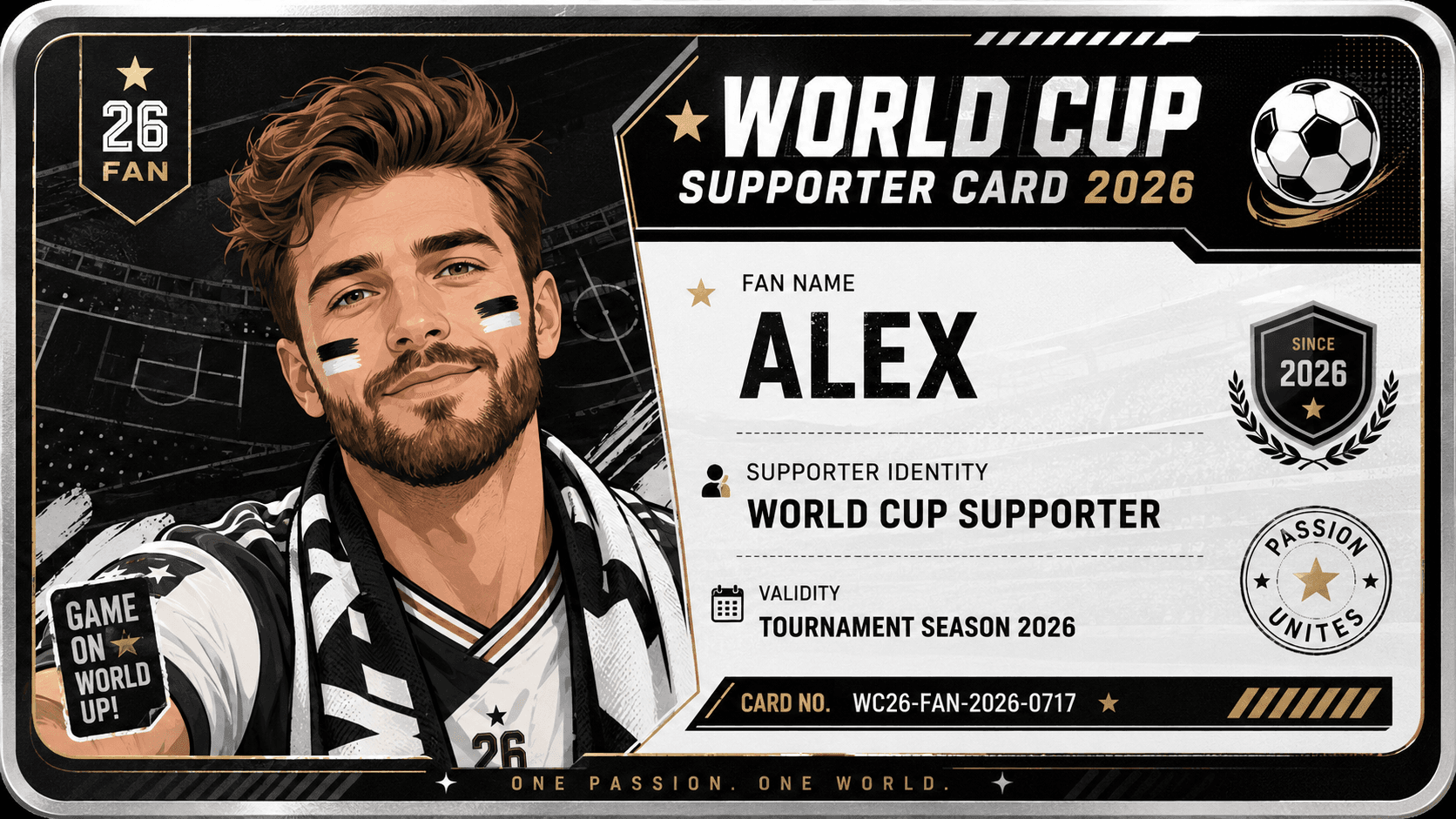 Center unofficial Fan ID Card example